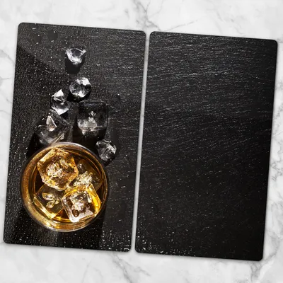 Produktbild von Glas-Herdabdeckplatten Glaskeramikkochfeld-Abdeckung Spritzschutz Glas 2x30x52 cm - Whiskey