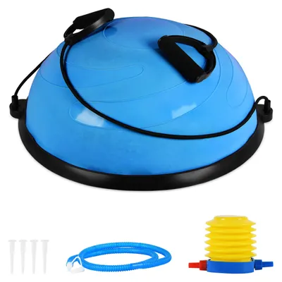 Obrázok produktu pre Tréningová lopta s expanderom a pumpou (60 cm, tmavomodrá)