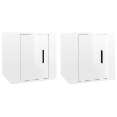 Image de vidaXL Armoires murales TV 2 pcs. Blanc brillant 40x34,5x40 cm