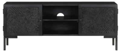 Produktbild von vidaXL TV-Schrank Schwarz 115x30x46 cm Massivholz Mango
