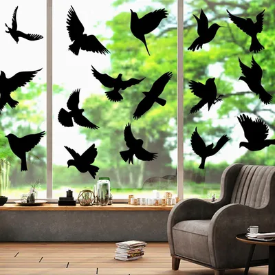 Productafbeelding van Zelfklevende vogelbescherming stickers, 48 stuks, PVC, wit