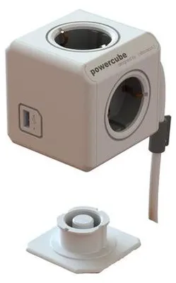 Produktbild von DesignNest PowerCube Duo USB Extended Grau Mehrfachsteckdose mit 1,5 m Kabel