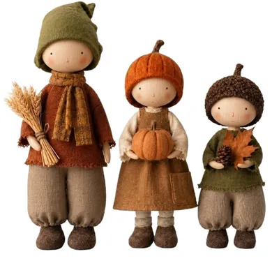 Productafbeelding van Rustieke Herfstfigurenset met 3 Poppen