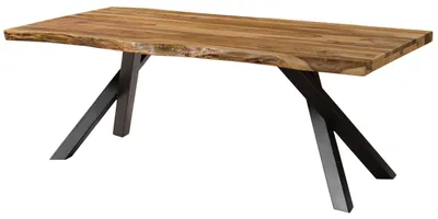 Immagine prodotto di MASSIVMOEBEL24 | Tavolo da pranzo in legno di sheesham 180x90x76 sabbiato naturale / gambe ad A antracite matt FREEFORM 5