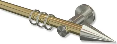 Produktbild von Interdeco Gardinenstange, Vorhangstange Messing-Optik / Edelstahl-Optik Modell Platon Savio, 20 mm Ø 1-läufig, 240 cm