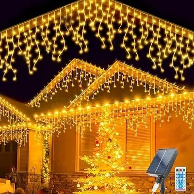 Zdjęcie produktu dla Lampki solarne sopli LED wodoodporne na taras balkon boże narodzenie 256