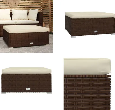 Image de vidaXL Tabouret de jardin avec coussin Marron 70x70x30 cm Poly rotin - Tabouret de jardin - Tabouret de pied - Ottomane