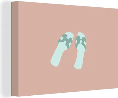 Produktbild von OneMillionCanvasses® - Leinwandbilder - 150x100 cm, Sommer - Pantoffeln - Pastell, Wandbilder Kunstdruck Wanddekoration