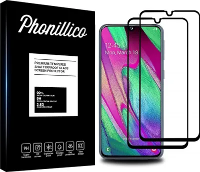 Produktbild von Hartglas für Samsung Galaxy A40 [2 Stück] Displayschutzfolie Screen Protector mit schwarzem Rand Film Anti-Kratzer Glas Resistant Phonillico®