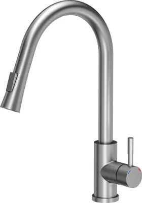 Produktbild von QUADRON Küchenarmatur Mischbatterie 360°, JULIA SteelQ, Farbe: Stahl, Höhe: 42,5 cm QFix-Funktion, Armatur Küche aus Edelstahl, Wasserhahn für Küche