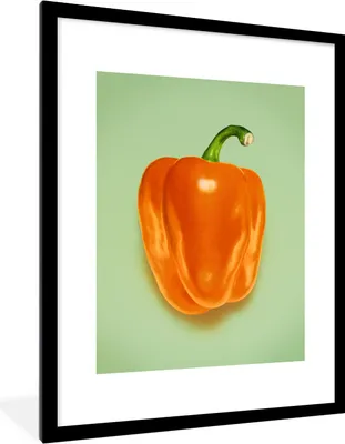 Produktbild von MuchoWow® MuchoWow® Gerahmtes Poster Orange Paprika 60x80 cm - Poster mit zchwarzem Bilderrahmen - Wohnzimmer - Dekorationen - Prämie