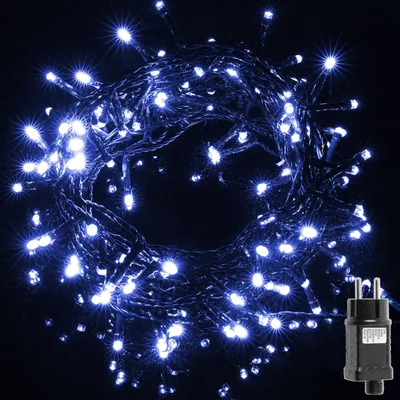 LED-Lichterkette 7 m, 140 LEDs, IP44, 8 Modi, grünes Kabel, blau