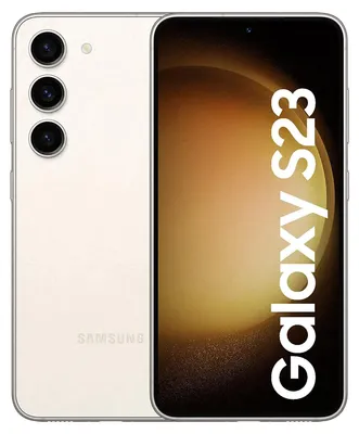 A product shot of a Samsung Galaxy S23 smartphone, shown from the back and side.