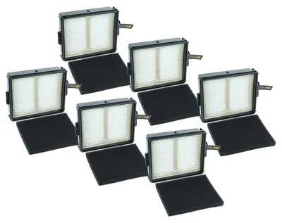 Produktbild von vhbw 6 Staubsaugerfilter kompatibel mit Shark Detect Pro IW3111C, IW3120, IW3120C Staubsauger - Kombifilter (Vorfilter + HEPA-Filter) Schwarz Weiß