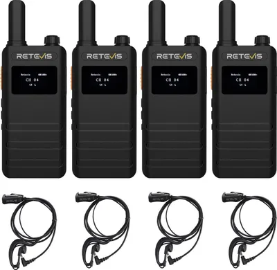 Obrázek produktu pro Vysílačka Retevis B63S, vysílačka PMR446 se sluchátky, RT622P (3.0), LCD, VOX, USB-C, 1620 mAh, tenká sada 4 vysílaček pro maloobchod