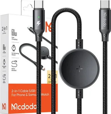 Obrázok produktu pre Mcdodo CA-4170 2-in-1 USB-C cable + Samsung Watch wireless charger, 60W, 1.5m