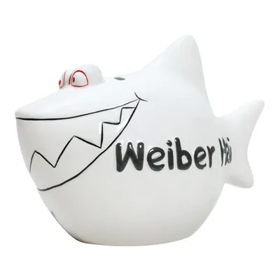 Produktbild von KCG Sparschwein Company Hai "Weiber Hai" aus Keramik, Weiß/Schwarz (B/H/T) 13x11x8cm