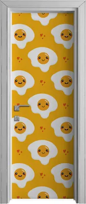 Produktbild von Tür Selbstklebende 70x210 cm Türfolie Türtapete Klebefolie - Cartoon-Stil Spiegeleier