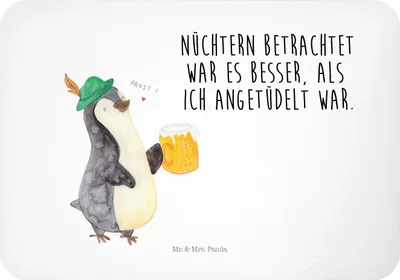 Produktbild von Mr. & Mrs. Panda magnet Pinguin Bier - Weiß - Geschenk, , Kühlschrankmagnet, Beschwippst, haftmagnet, zettelhalter, Notizhalter, whiteboardmagnet, Angetüdelt