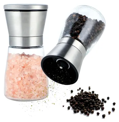 Produktbild von 2er-Set Salz- und Pfefferstreuer mit einstellbarem Keramikmahlwerk aus Edelstahl