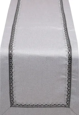 Produktbild von Betz Tischläufer Läufer Tischdecke mit Polyester Spitze Größe 40x140 cm Farbe silber