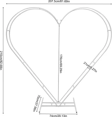 Image de Arche de mariage en forme de cœur - Structure décorative en métal - Fond pour cérémonie de mariage - Adaptée pour ballons et fleurs - Structure autoportante - Blanche