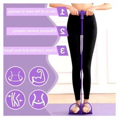 Produktbild von Widerstandsband mit Pedalen, 4-Rohr-Bungee-Seil, Klimmzug-Bungee, Bauchmuskeltrainer für Arme, Beine und Taille