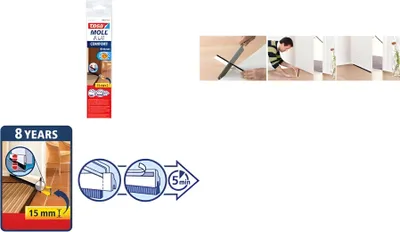 Immagine prodotto di tesa Moll STANDARD striscia di tenuta per porte, marrone, 43 mm x 1 m Guarnizione per porte in plastica, per pavimenti tessili, autoadesiva (05403-101-0)