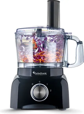 Obrázok produktu pre TurboTronic kuchynský robot 800 W – FP800 – 1,2 L nádoba, sekač, citrusovač a mixér v jednom, multifunkčný food processor, BPA-free, čierno-červený Schwarz