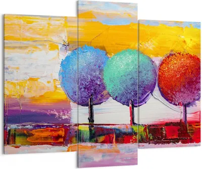 Produktbild von Bild auf Leinwand - Leinwandbild - Bäume Wiese Sommer - 130x100cm - Wand Bild - Wanddeko - Leinwanddruck - Bilder - Kunstdruck - Wanddekoration - Leinwand bilder - Wandkunst - CB130x100-4110