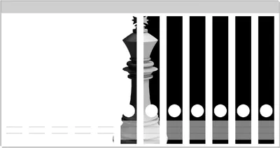 Produktbild von Wallario Ordnerrücken Sticker, selbstklebend für schmale Ordner, 12 Stück, Motiv Schachfigur schwarz-weiß