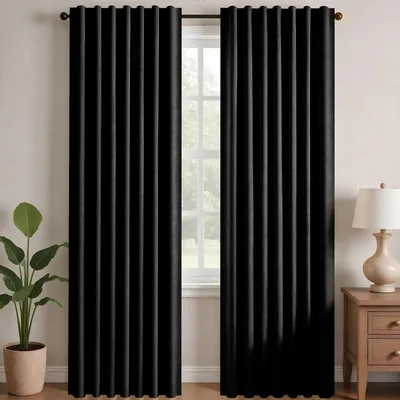 Zdjęcie produktu dla Zasłona zaciemniająca termiczna wyciszająca - 140 x 260 cm - Czarny - 2 panele
