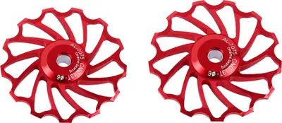 Image de 2 pièces rouges 13Z poulies, galet de dérailleur en aluminium pour vélo VTT, dérailleur arrière