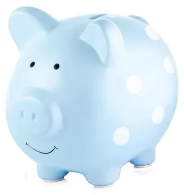 Keramisches Sparschwein mit Tupfen, Blau, 1 Stück