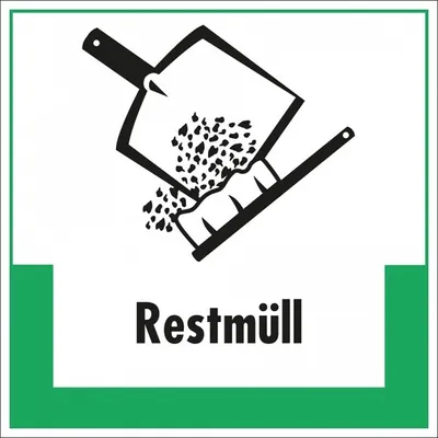 Produktbild von Dreifke® Aufkleber I Abfallkennzeichen Restmüll, mit Symbol und Text, Folie, ...