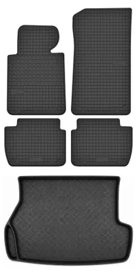 Productafbeelding van Rubberen automatten + kofferbakmat voor BMW Seria 3 E46 1998-2005 (stationwagen) – 5-delig, zwart, op maat – Wielganizator