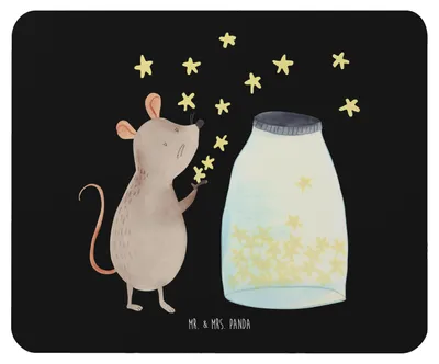 Produktbild von Mr. & Mrs. Panda Mouse Pad Maus Sterne - Schwarz - Geschenk, pc mousepad, Hoffnung, Geburt, Schwangerschaft, laptop, Mauspad, Lustige Sprüche, Geburtstag, mousematte