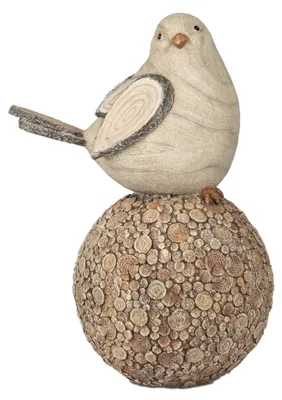 Produktbild von Dekofigur Vogel WOOD auf Kugel in Holzoptik H. 38cm braun Formano WA