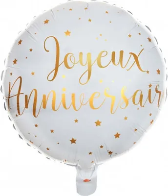Produktbild von Joyeux Anniversaire Ballon weiß-gold 45cm