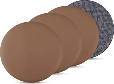 Produktbild von Bestlivings 4er Pack Stuhlkissen braun ⌀ 38 cm Kunstleder mit Anti-Rutsch, Sitzauflage für Zuhause, Büro und Garten, ideal für Komfort und Stil