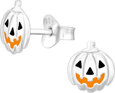 Produktbild von Kinder Ohrringe Ohrstecker 925 Sterling Silber mit Halloween-Kürbis