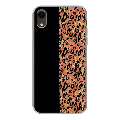 Produktbild von MuchoWow® Handyhülle Schutzhülle Hülle für iPhone XR Pantherdruck - Gold - Schwarz Silikon Softcase Handy Hülle - Schutzdeckel
