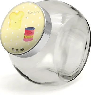 Produktbild von Mr. & Mrs. Panda Süßigkeiten Glas Toast Marmelade L 870ml - Gelb Pastell - Geschenk, Kaffeedose, Lustige Sprüche, gewürzglas, Bonbonglas, Küche Deko, Toastbrot, Brot, Süß