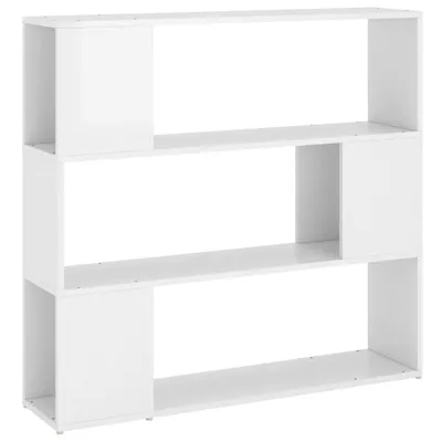 Obrázek produktu pro vidaXL Regálová knihovna s rozdělovačem místností ve vysokém lesku bílá 100x24x94 cm