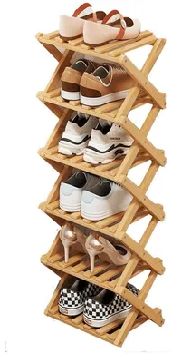 Obrázek produktu pro Botník, 6 pater, bambus, úsporný design, úložný prostor, ideální do ložnice