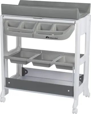 Produktbild von Bebeconfort Dolphy Wickelkommode & Badewanne, mobiler 2-in-1 Wickel- & Badewagen für Babys, mit integrierter Badewanne und viel Stauraum, Grey Mist