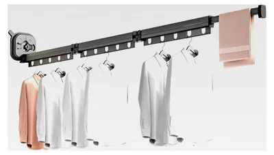 Produktbild von Wandmontierbarer Wäscheständer, Faltbar, Einziehbar und Drehbar, Aluminiumlegierung für Balkon, Wäsche, Badezimmer, Schlafzimmer