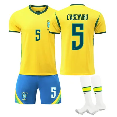 Immagine prodotto di #5 CASEMIRO Maglia da calcio del Brasile per i Mondiali 2026, disponibile in casa, per bambini e adulti. TAGLIA:XXXL