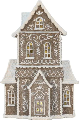 Produktbild von Clayre & Eef Lebkuchenhaus mit LED 23x11x33 cm Braun Kunststoff