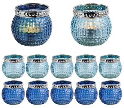 Teelichtgläser-Set, 12 Stück, blau, 5,9 x 6,6 cm, Glas